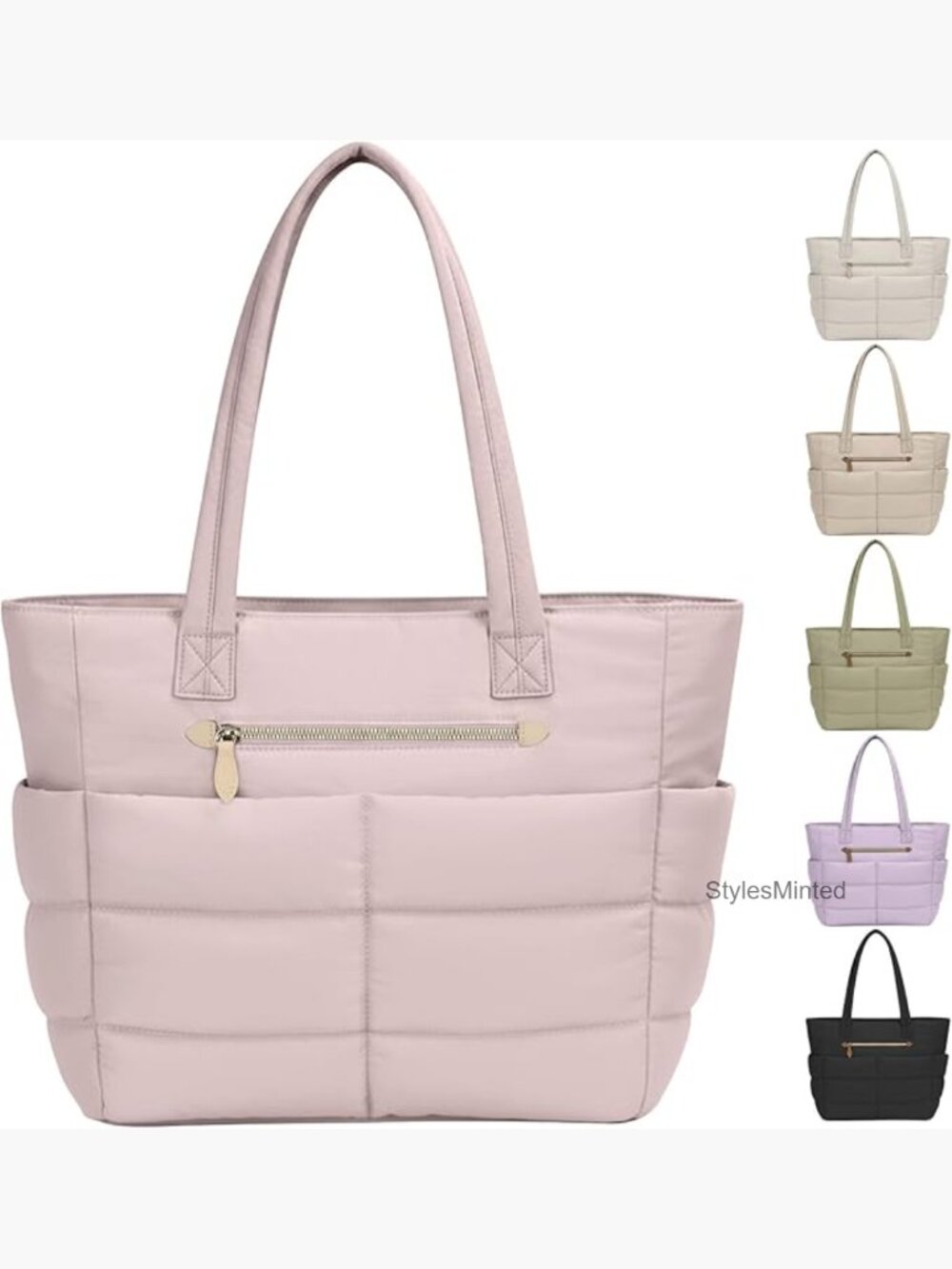 Quilted Large Tote Bag Lightweight Work Shoulder Bag for Women